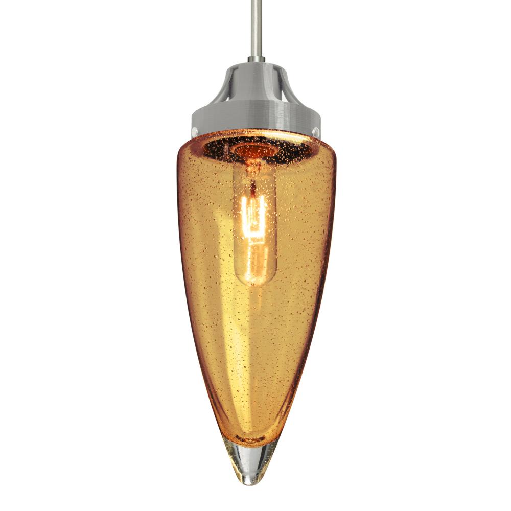 Besa, Sulu Cord Pendant, Amber Bubble, Satin Nickel Finish, 1x60W Medium Base, 15Ft.