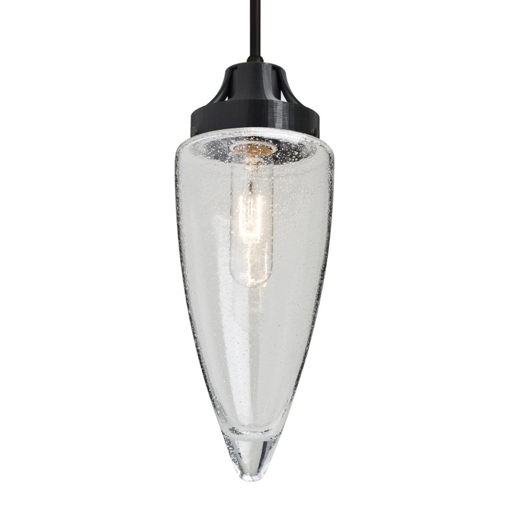 Besa, Sulu Cord Pendant, Clear Bubble, Black Finish, 1x60W Medium Base, 15Ft. Cord