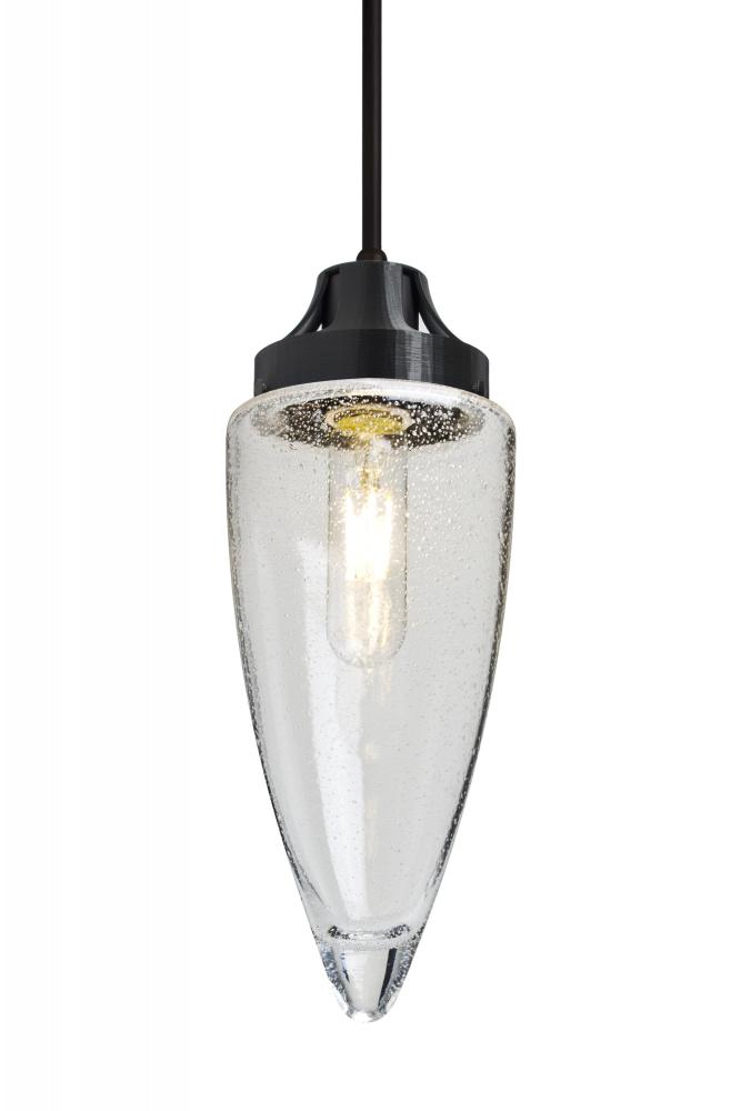 Besa, Sulu Cord Pendant, Clear Bubble, Black Finish, 1x4W LED Filament