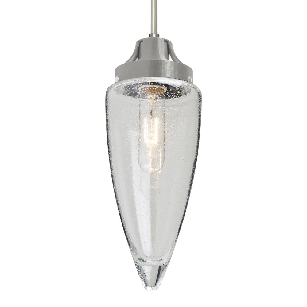 Besa, Sulu Cord Pendant, Clear Bubble, Satin Nickel Finish, 1x60W Medium Base, 15Ft.