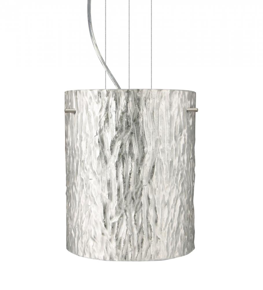 Besa Tamburo 8 Pendant Stone Silver Foil Satin Nickel 1x11W LED