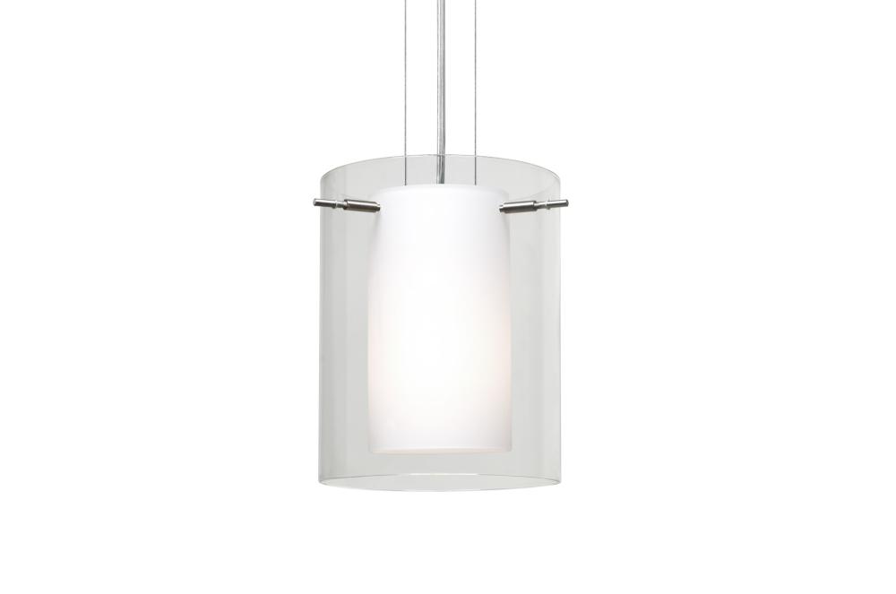 Besa Pahu 8 LED Pendant 1Kg Clear/Opal Satin Nickel 1x11W LED