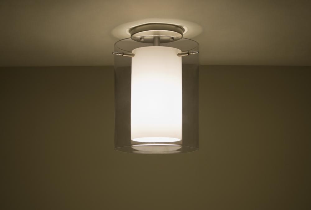 Besa Ceiling Pahu 8 Satin Nickel Transparent Smoke/Opal 1x100W Medium Base