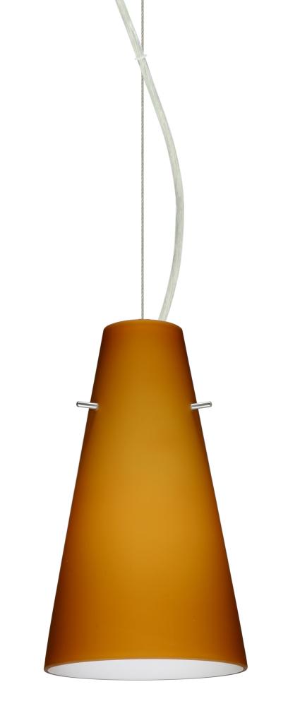 Besa Cierro Cable Pendant Amber Matte Satin Nickel 1x100W Medium Base