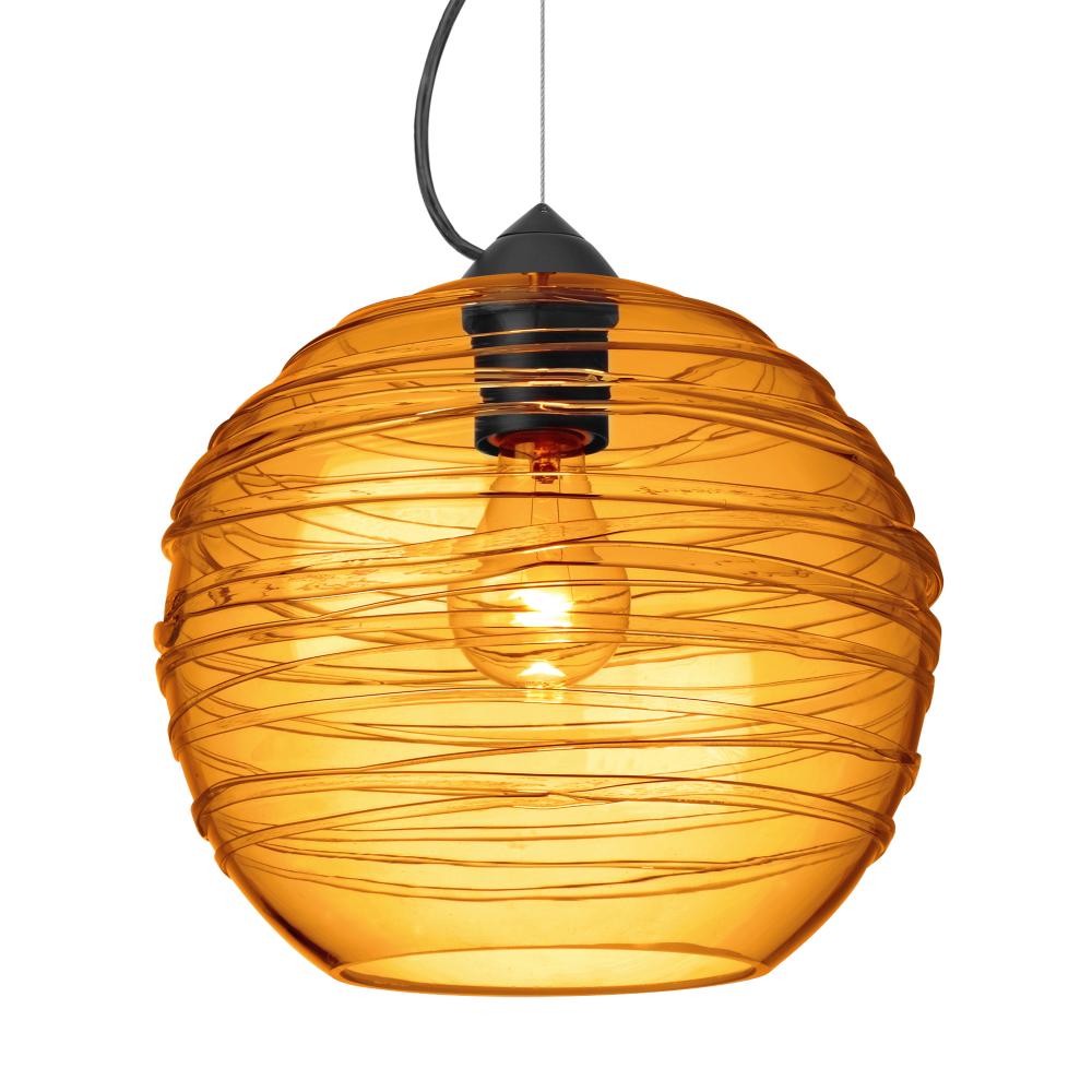 Besa Wave 10 Pendant Black Amber 1x60W MAX E26 Base