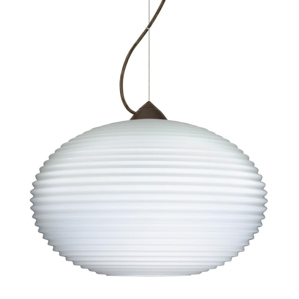 Besa Pape 12 Pendant 1Kx Opal Ribbed LED-Bronze 1x9W LED, 15Ft. Cord
