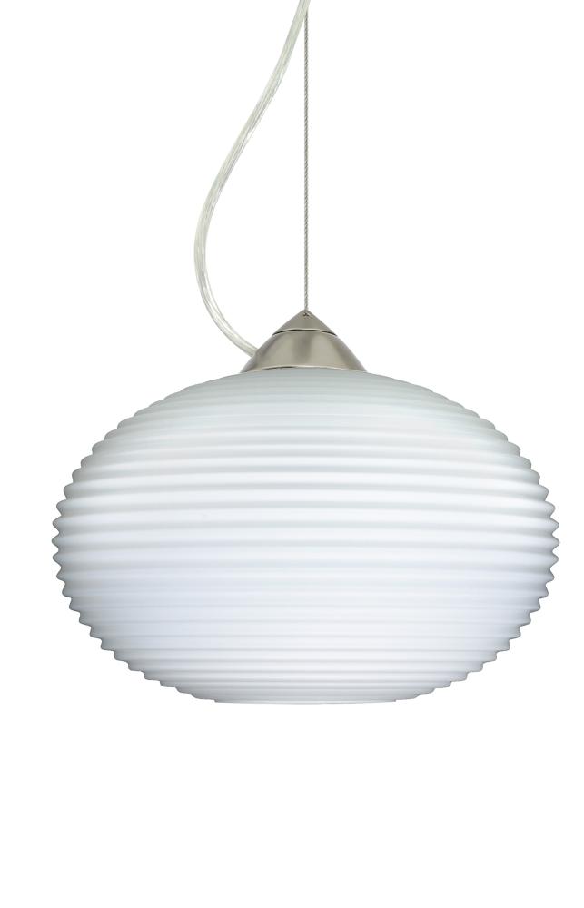 Besa Pape 12 Pendant 1Kx Opal Ribbed Satin Nickel 1x75W Medium Base