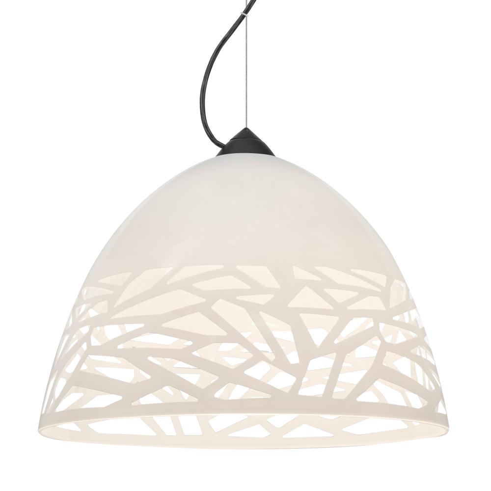 Besa Kiev Pendant, White, Black Finish, 1x9W LED