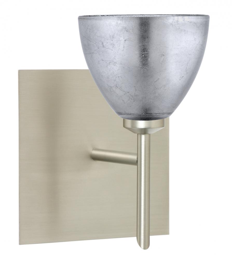 Besa Divi Wall With SQ Canopy 1SW Silver Foil Satin Nickel 1x40W G9