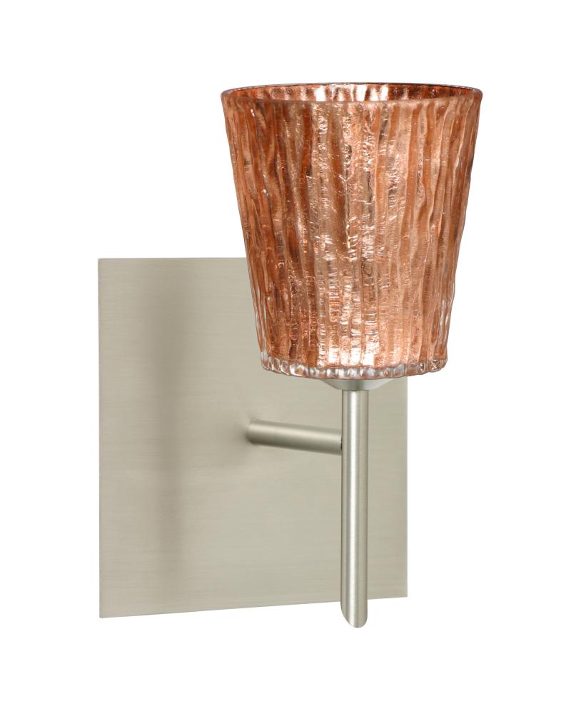 Besa Wall With SQ Canopy Nico 4 Satin Nickel Stone Copper Foil 1x40W G9