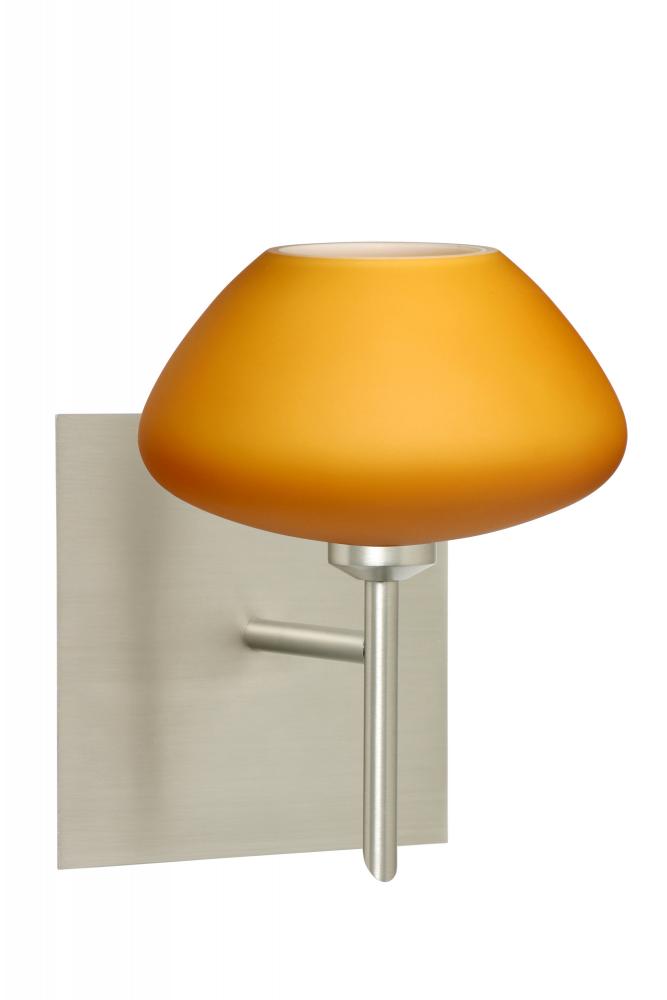 Besa Wall With SQ Canopy Peri Satin Nickel Amber Matte 1x40W G9