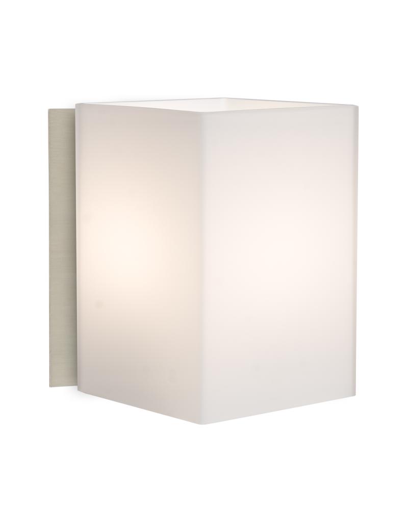 Besa, Tito Mini Sconce, Opal Matte, Satin Nickel Finish, 1x5W LED