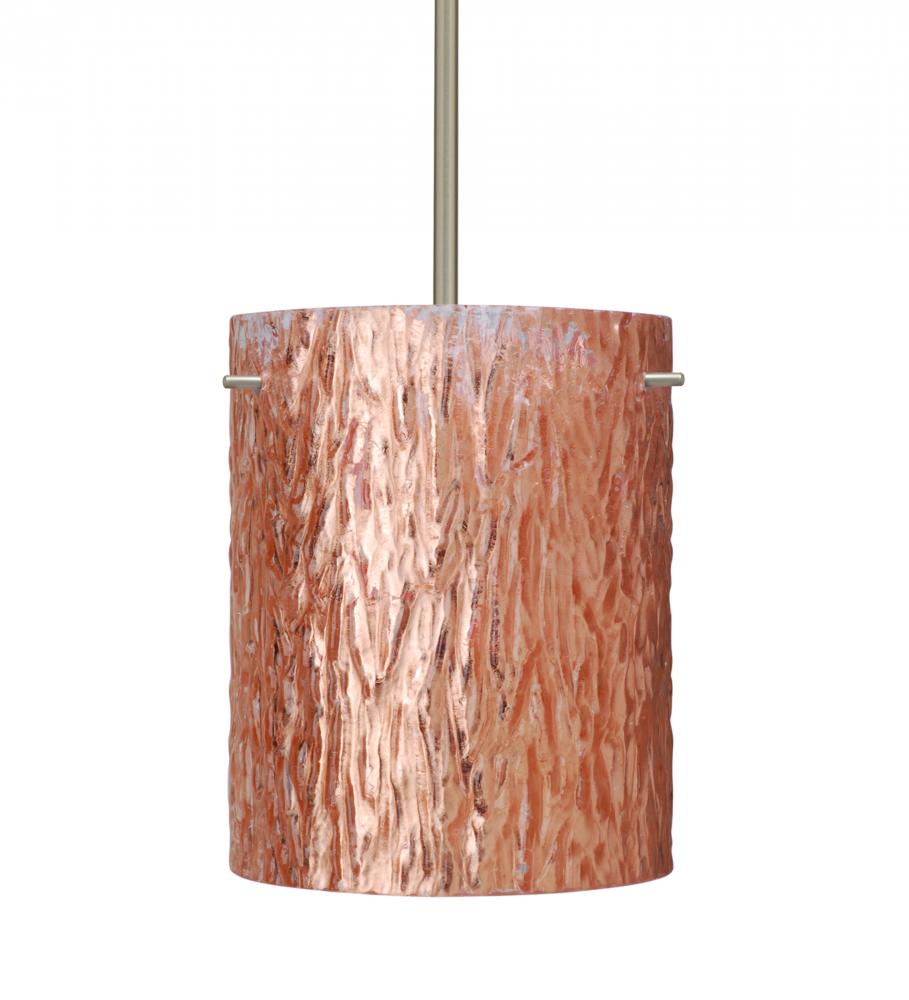 Besa Stem Pendant Tamburo 8 Satin Nickel Stone Copper Foil 1x100W Medium Base