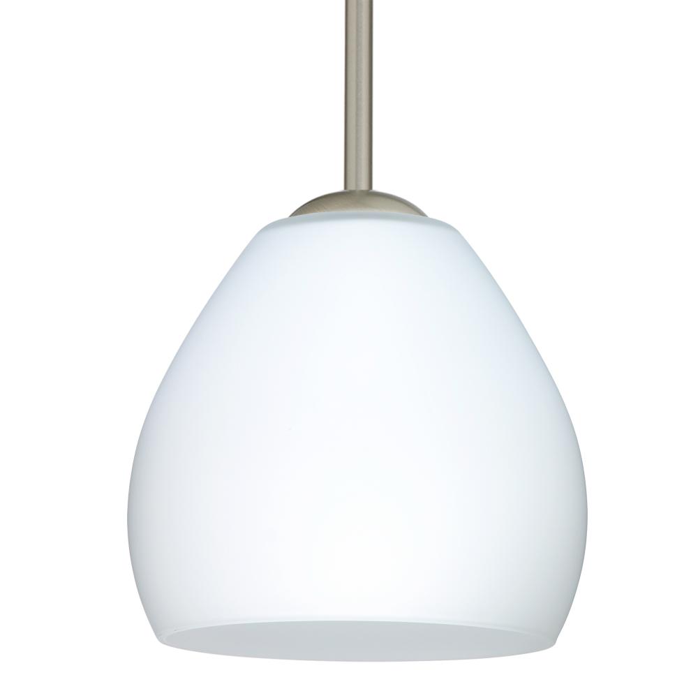 Besa Bolla Pendant Opal Matte Satin Nickel 1x40W B10 Medium base