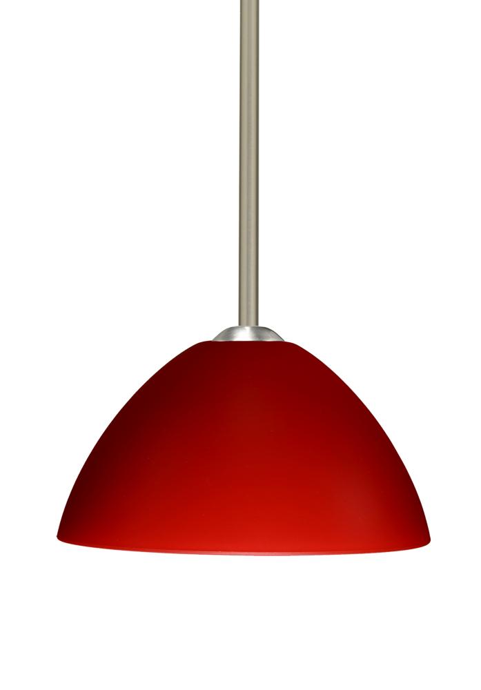 Besa Tessa LED Stem Pendant Red Matte Satin Nickel 1x9W LED