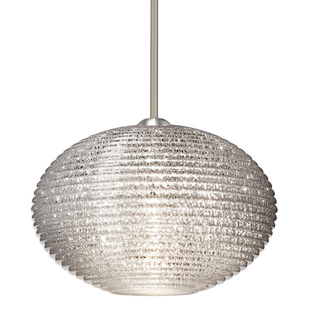 Besa Stem Pendant Pape 12 Satin Nickel Glitter 1x75W Medium Base, 15Ft. Cord