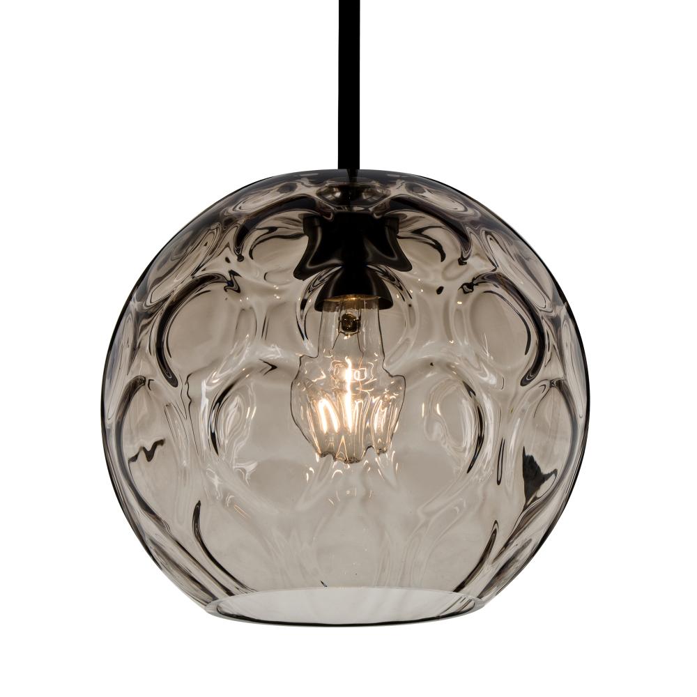 Besa Bombay Cord Pendant, Smoke, Black Finish, 1x8W LED Filament