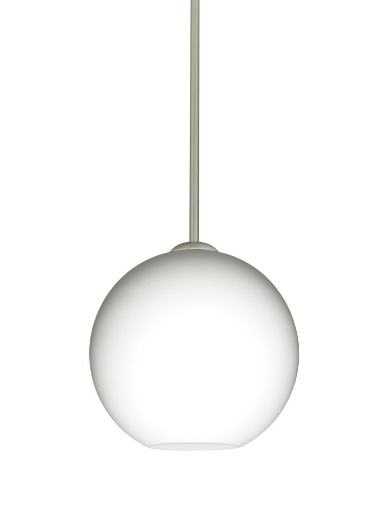 Besa Coco 8 Stem Pendant, Opal Matte, Satin Nickel Finish, 1x9W LED