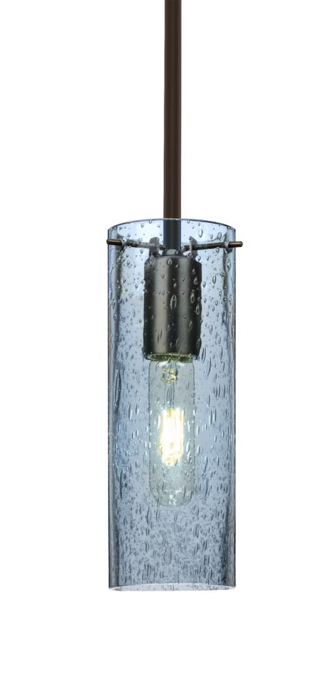 Besa, Juni 10 Stem Pendant, Blue Bubble, Bronze, 1x60W Medium Base