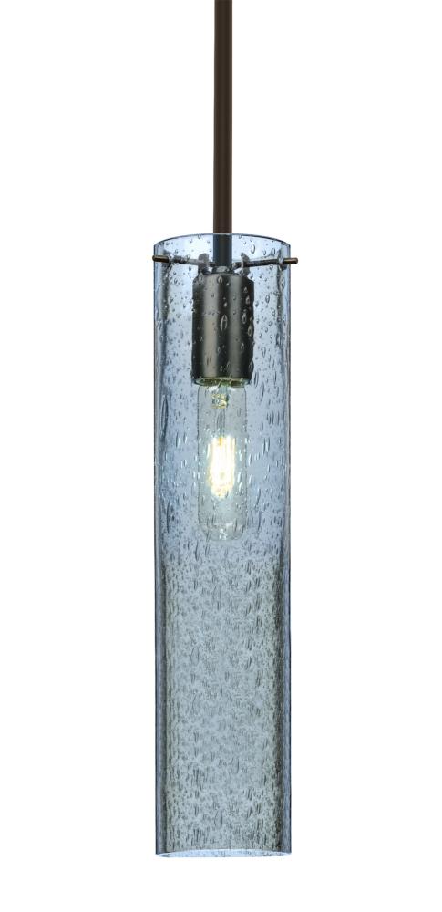 Besa, Juni 16 Stem Pendant, Blue Bubble, Bronze, 1x60W Medium Base