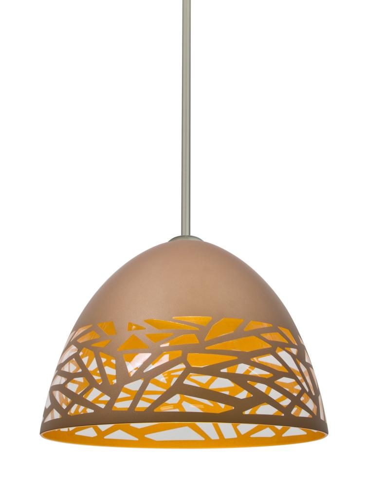 Besa Kiev Stem Pendant, Copper, Satin Nickel Finish, 1x60W Medium Base