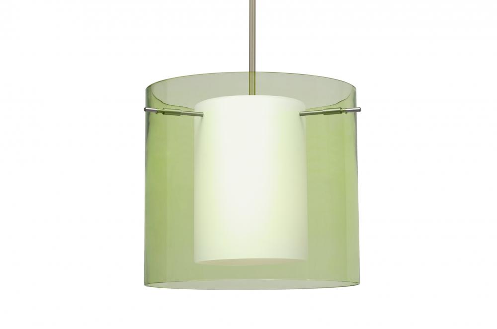 Besa Stem Pendant Pahu 12 Satin Nickel Transparent Olive 1x100W Medium Base