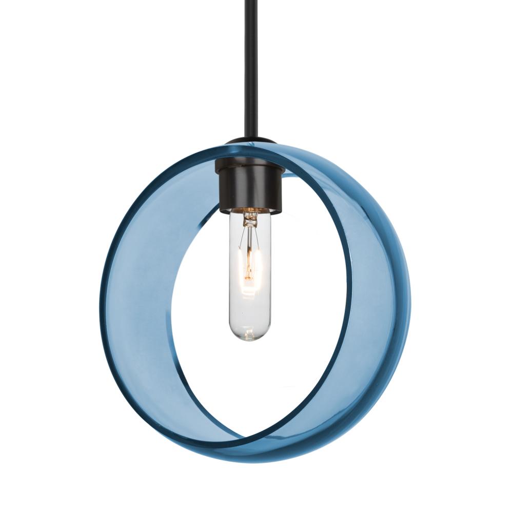 Besa Mana Pendant, Blue, Black Finish, 1x60W MAX E26 Base