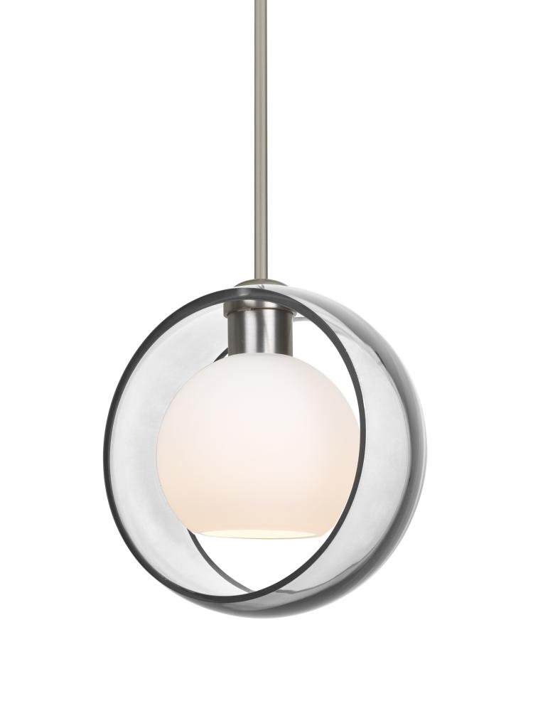 Besa Mana Pendant, Clear/Opal, Satin Nickel Finish, 1x9W LED