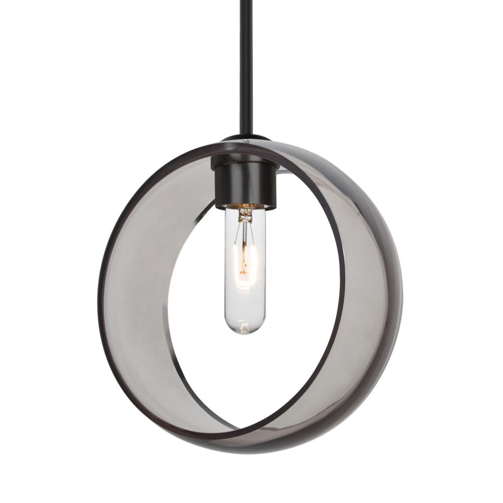 Besa Mana Pendant, Smoke, Black Finish, 1x60W MAX E26 Base