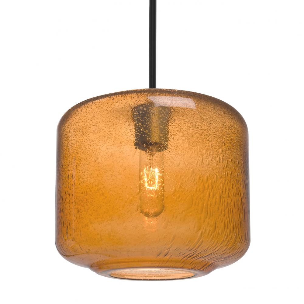 Besa Niles 10 Pendant, Amber Bubble, Black Finish, 1x60W MAX E26 Base