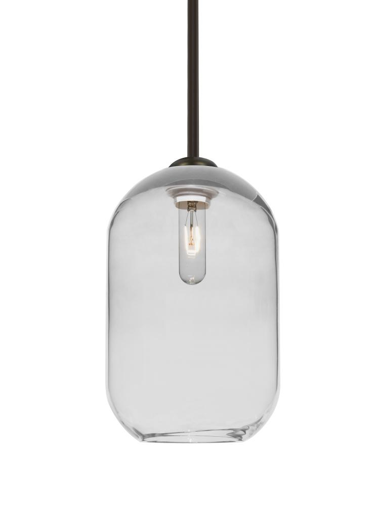 Besa, Omega 12 Stem Pendant,Clear, Bronze Finish, 1x60W Medium Base