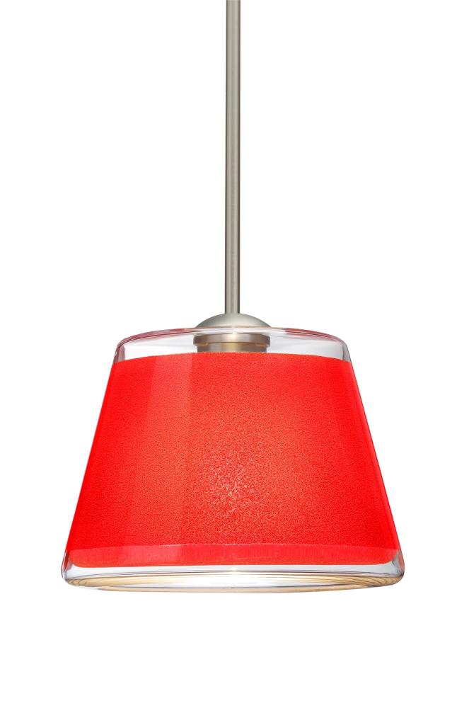 Besa Stem Pendant Pica 9 Satin Nickel Red Sand 1x75W Medium Base