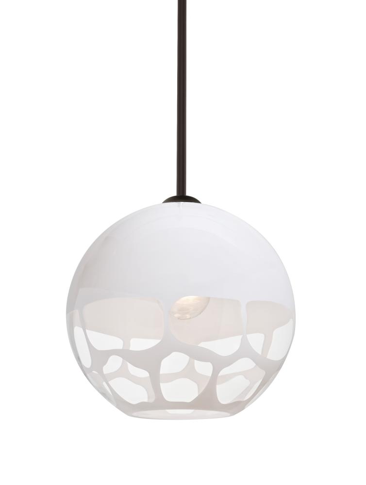 Besa, Rocky Stem Pendant, White, Bronze Finish, 1x9W LED