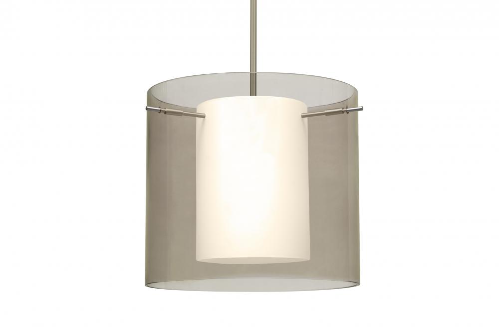 Besa Stem Pendant Pahu 12 Satin Nickel Transparent Smoke 1x100W Medium Base