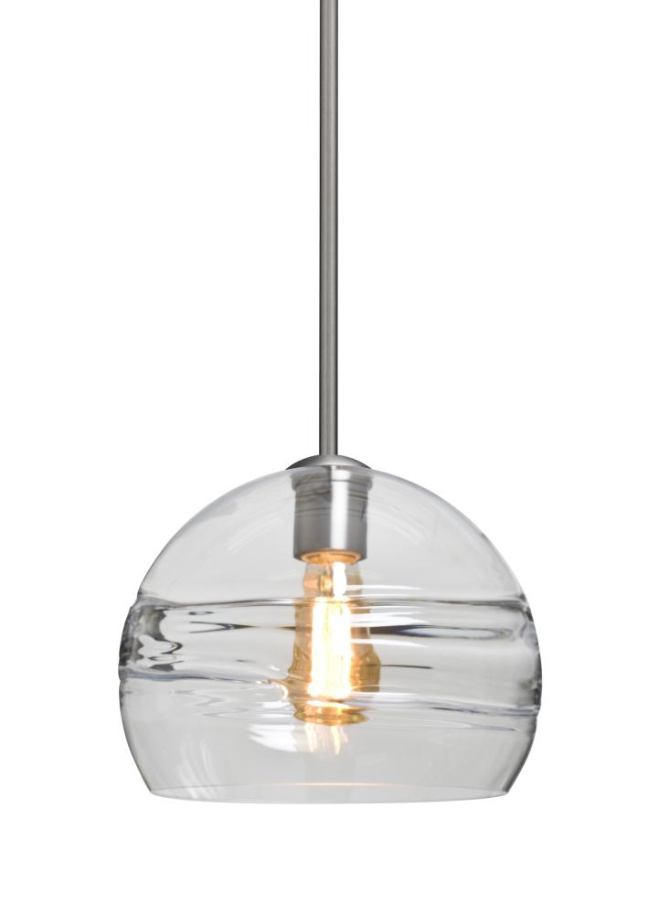 Besa Spirit 10 Pendant, Clear, Satin Nickel Finish, 1x8W LED Filament