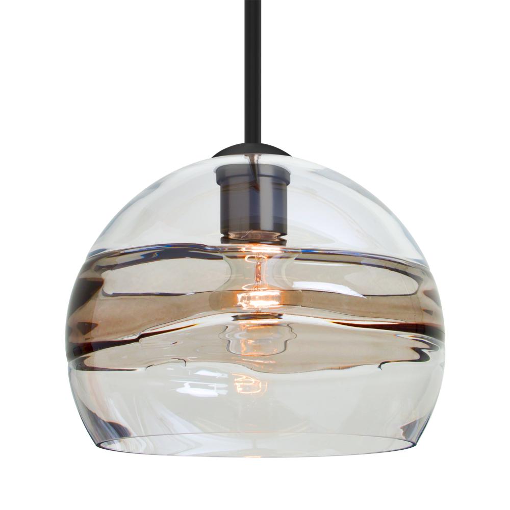 Besa Spirit 10 Pendant, Smoke/Clear, Black Finish, 1x60W MAX E26 Base