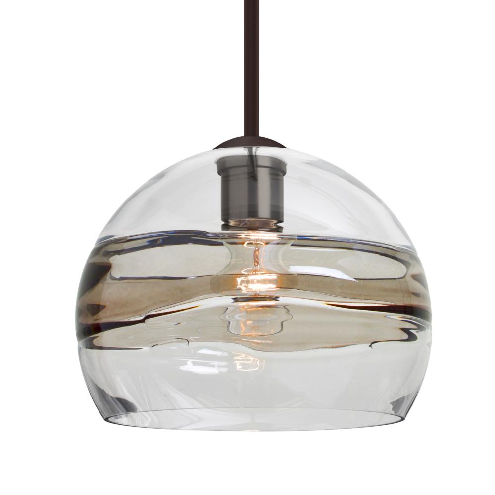 Besa Spirit 10 Pendant, Smoke/Clear, Bronze Finish, 1x60W Medium Base