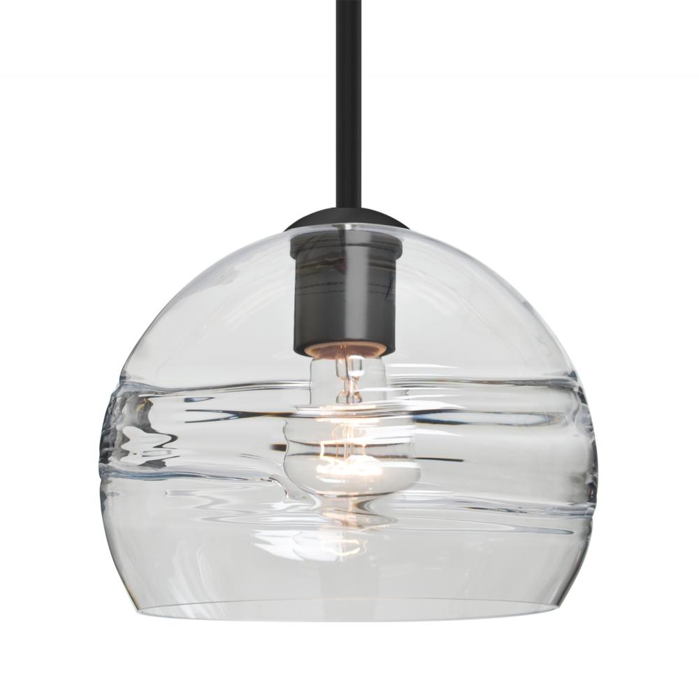 Besa Spirit 8 Pendant, Clear, Black Finish, 1x8W LED Filament