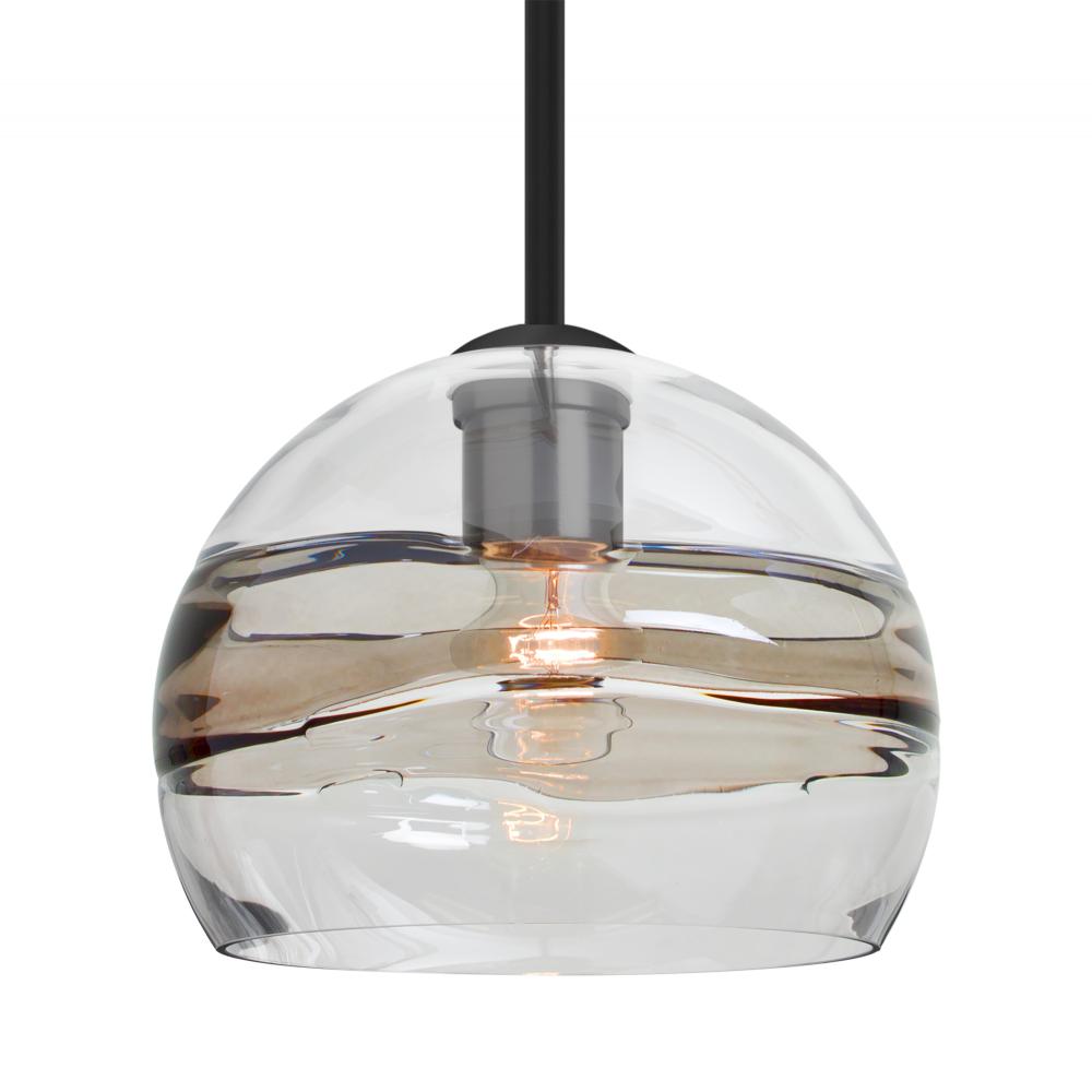 Besa Spirit 8 Pendant, Smoke/Clear, Black Finish, 1x60W MAX E26 Base