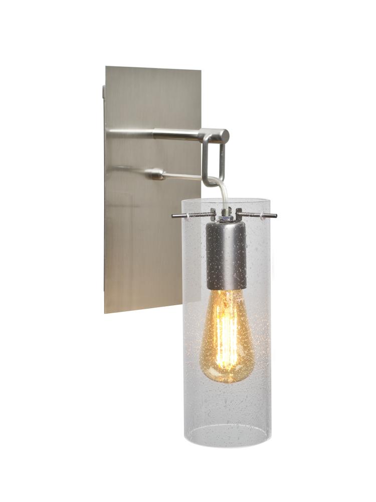 Besa Juni 10 Wall Pendant, Clear Bubble, Satin Nickel Finish, 1x4W LED Filament