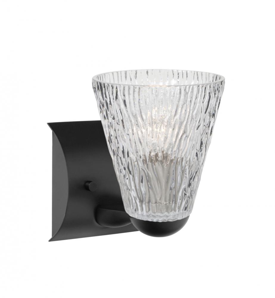 Besa Nico 5 Mini Sconce, Clear Stone, Black, 1x60W E26 Base