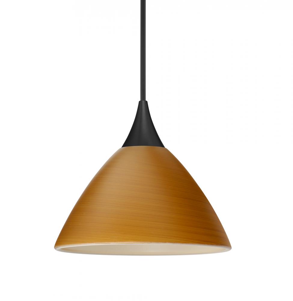 Besa Pendant Domi, Black Finish, Oak 1x6W LED