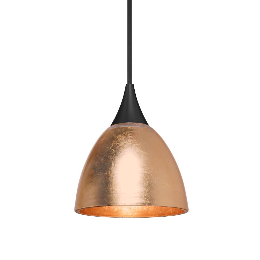 Besa Divi Pendant, Copper Foil, Black Finish, 1x9W LED