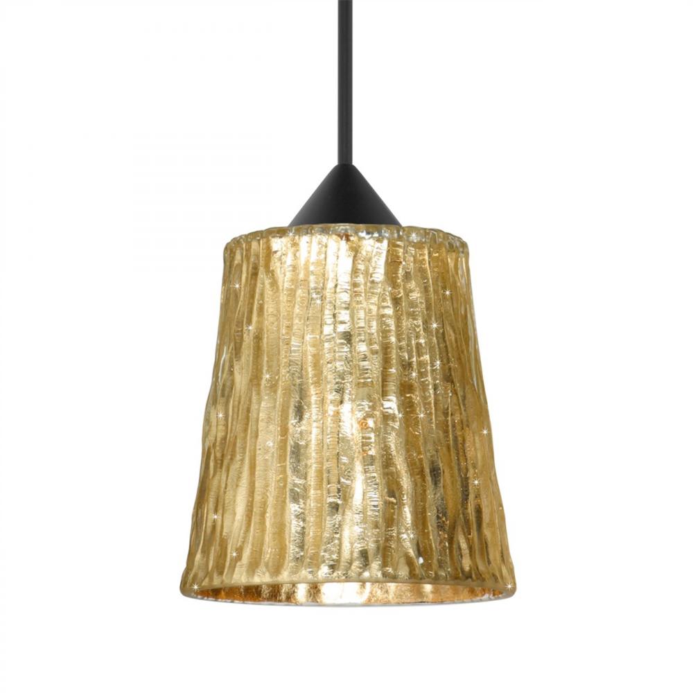 Besa Pendant Nico 4, Black Finish, Stone Gold Foil 1x5W LED