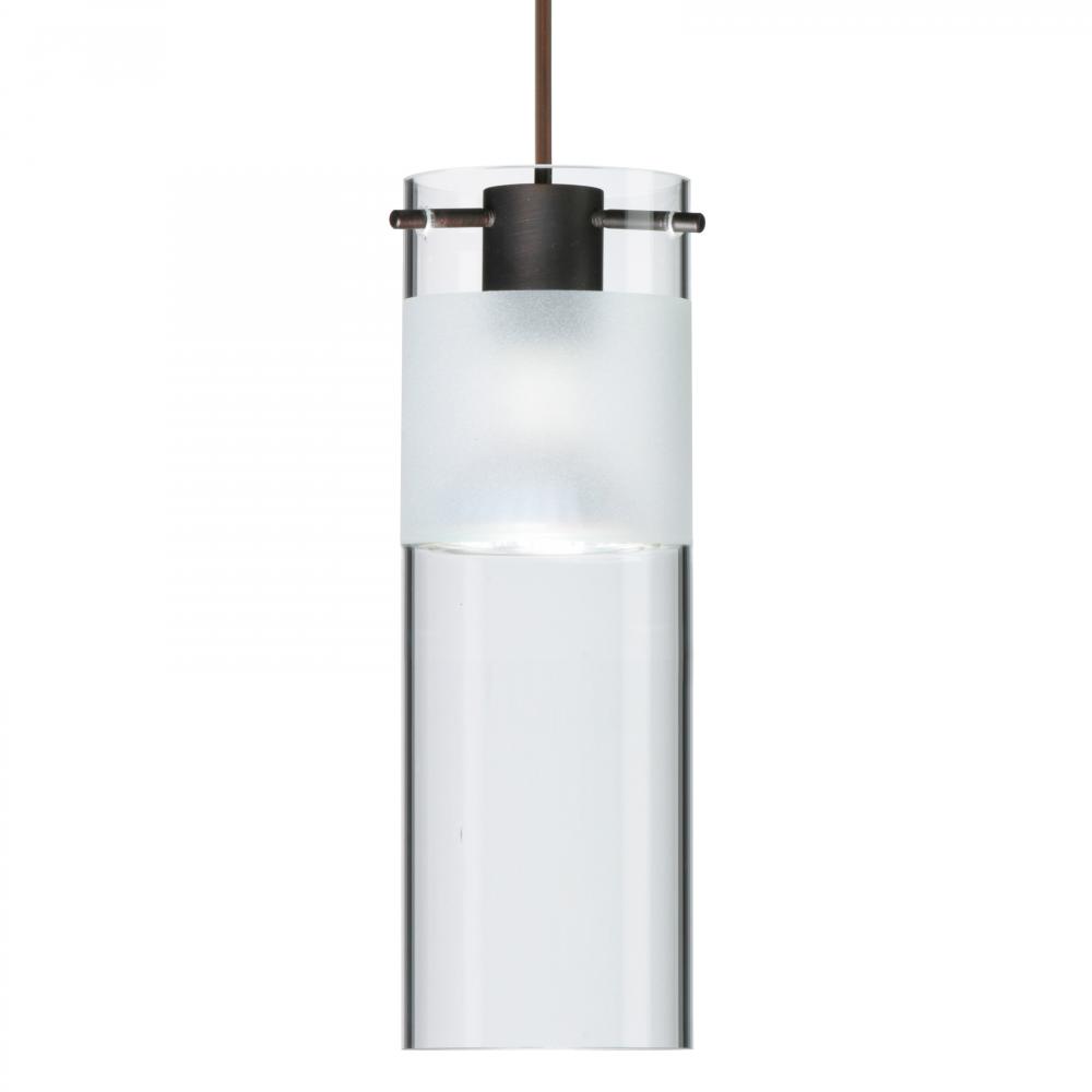 Besa, Scope 7 Cord Pendant, Clear/Frost, Bronze Finish, 1x5W LED