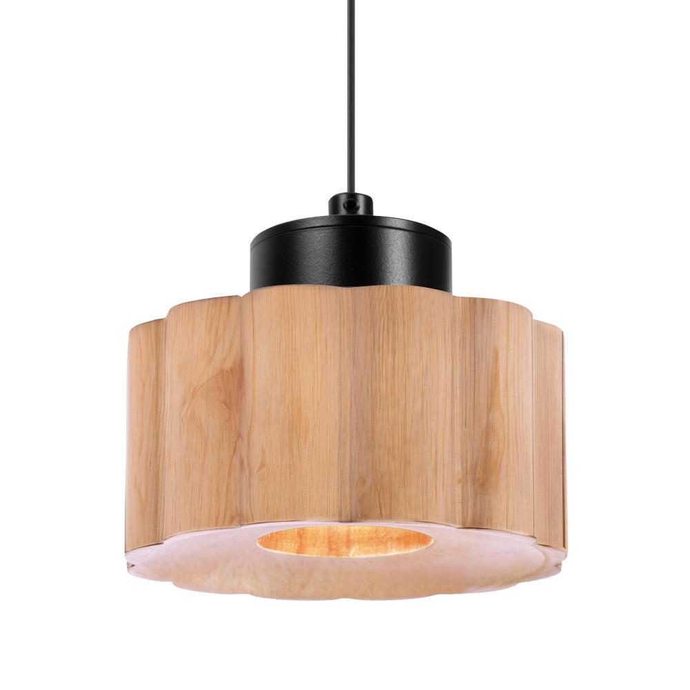 Besa Kao Pendant, Natural Shade, Black Finish, 1x3W LED