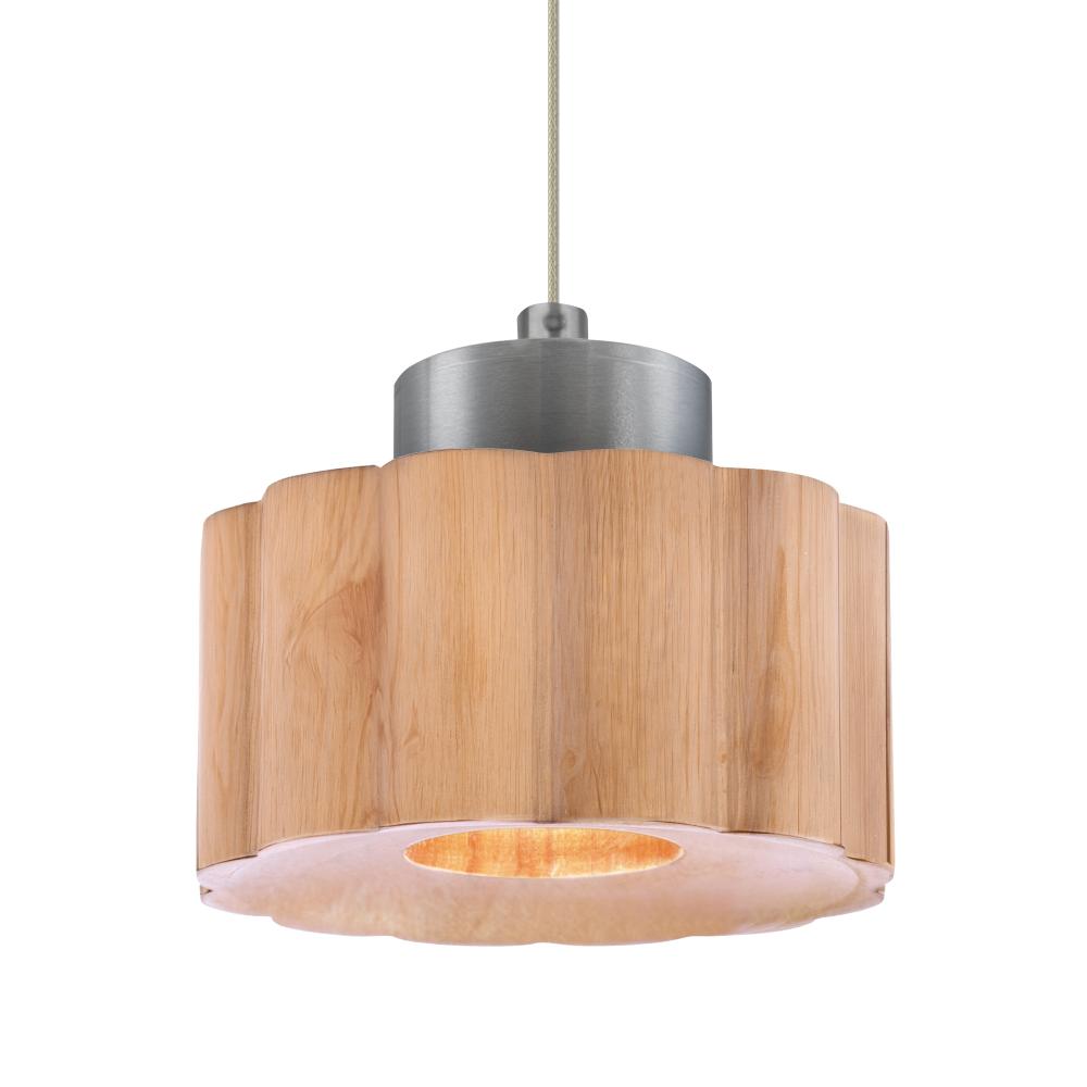 Besa Kao Pendant, Natural Shade, Black Finish, 1x3W LED