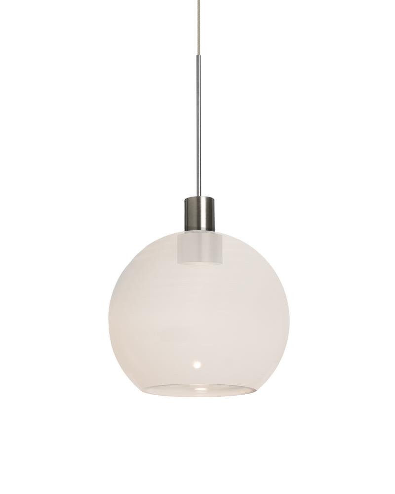 Besa, Newton 6 Cord Pendant, Milky White, Satin Nickel Finish, 1x3W LED