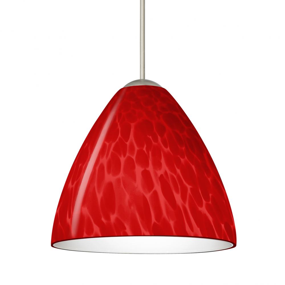 Besa, Mia Cord Pendant, Red Cloud, Satin Nickel Finish, 1x50W MAX GY6.35 Base