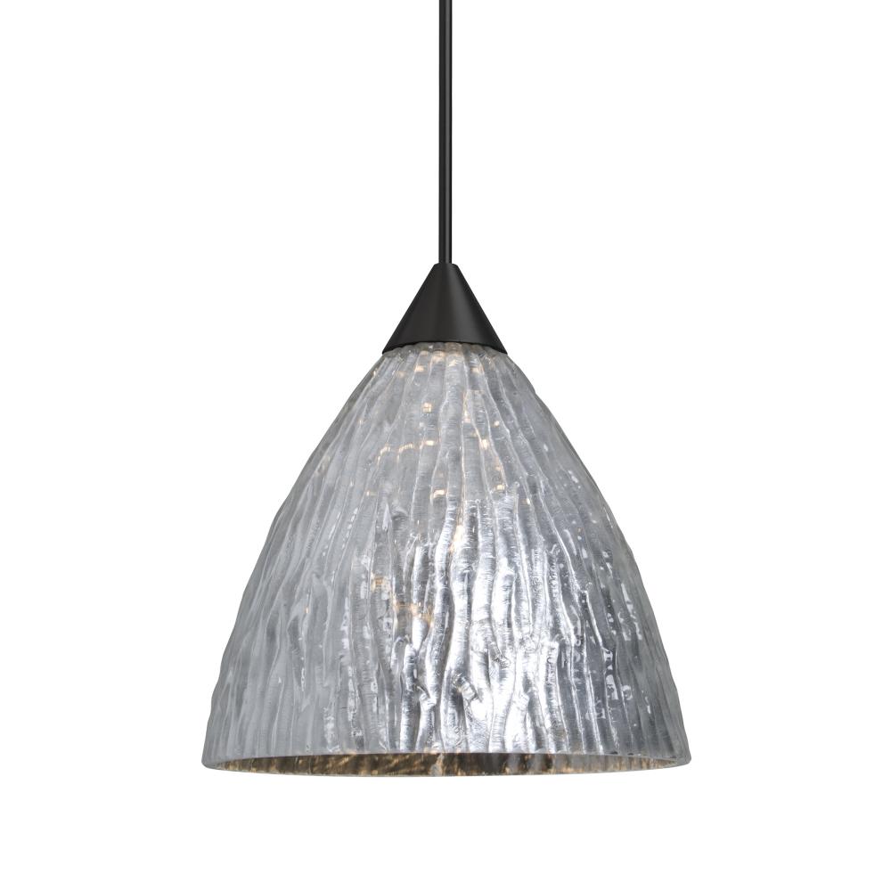 Besa Eve Pendant, Stone Silver Foil, Black Finish, 1x5W LED